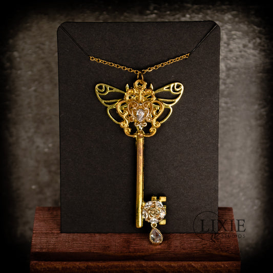 Celestia Gold Crystal Key Necklace